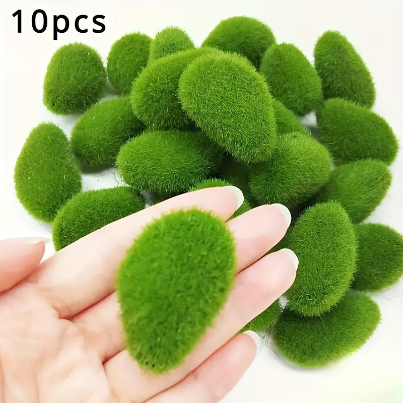10 Pieces of Moss Green Miniature Garden Decor for Fairy Gardens, Aquariums, and Outdoor Spaces