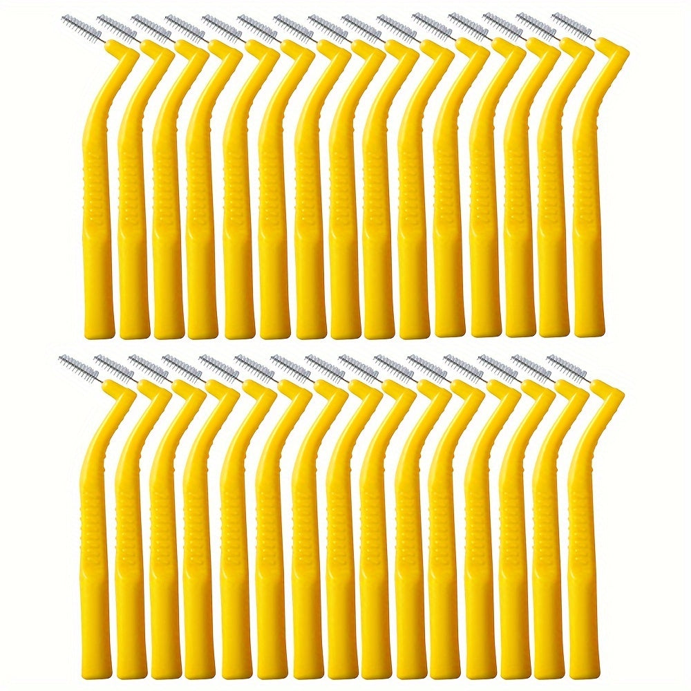 30 Pcs Angled Interdental Brushes Durable PE Ergonomic Handle Multi-Color