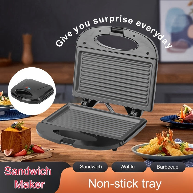 European 3-in-1 Sandwich Maker Non-Stick Grill with Quick Heat 1000W Portable