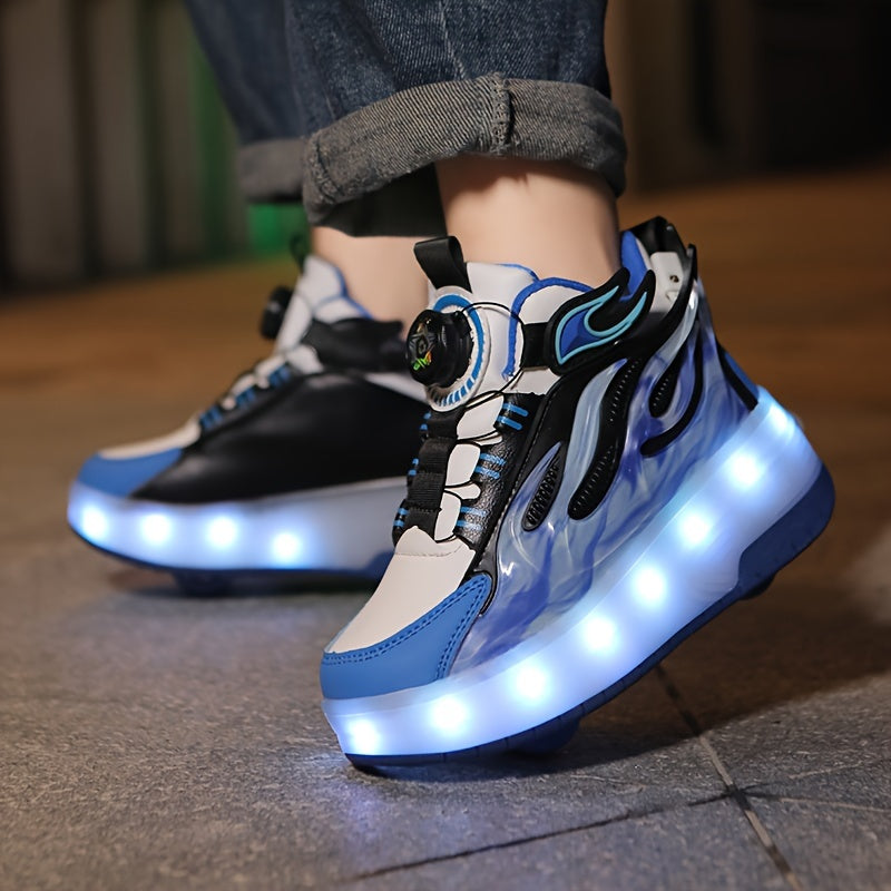 Kids' Low-Top Glowing Skate Shoes Breathable Non-Slip Indoor Outdoor Sneakers