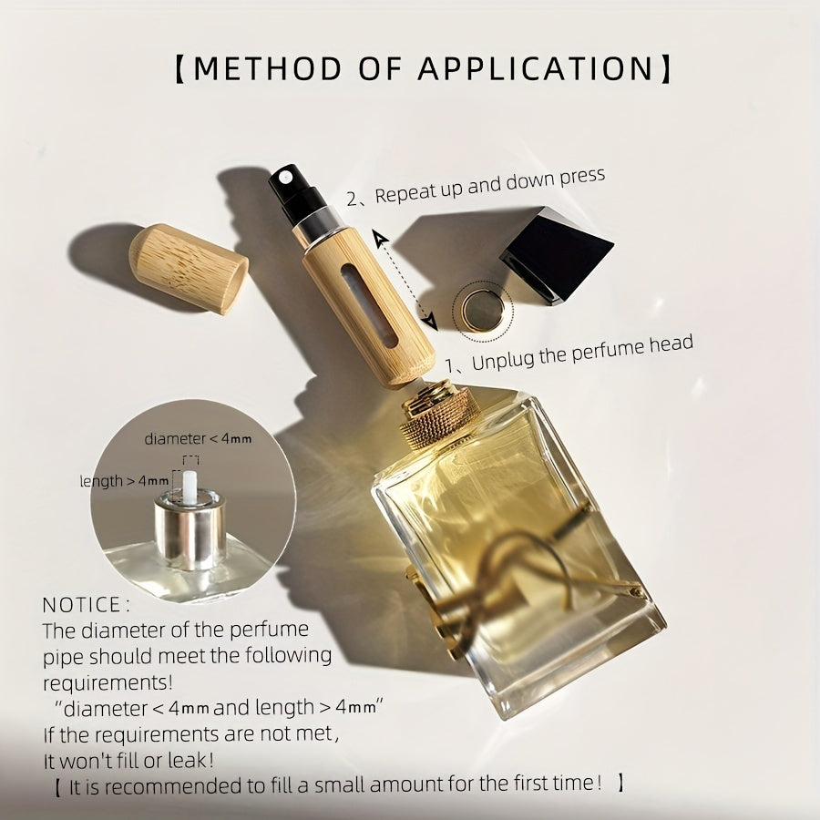 Set of Bamboo Shell Perfume Atomizers Refillable Spray Bottles 5ml 8ml Portable Travel