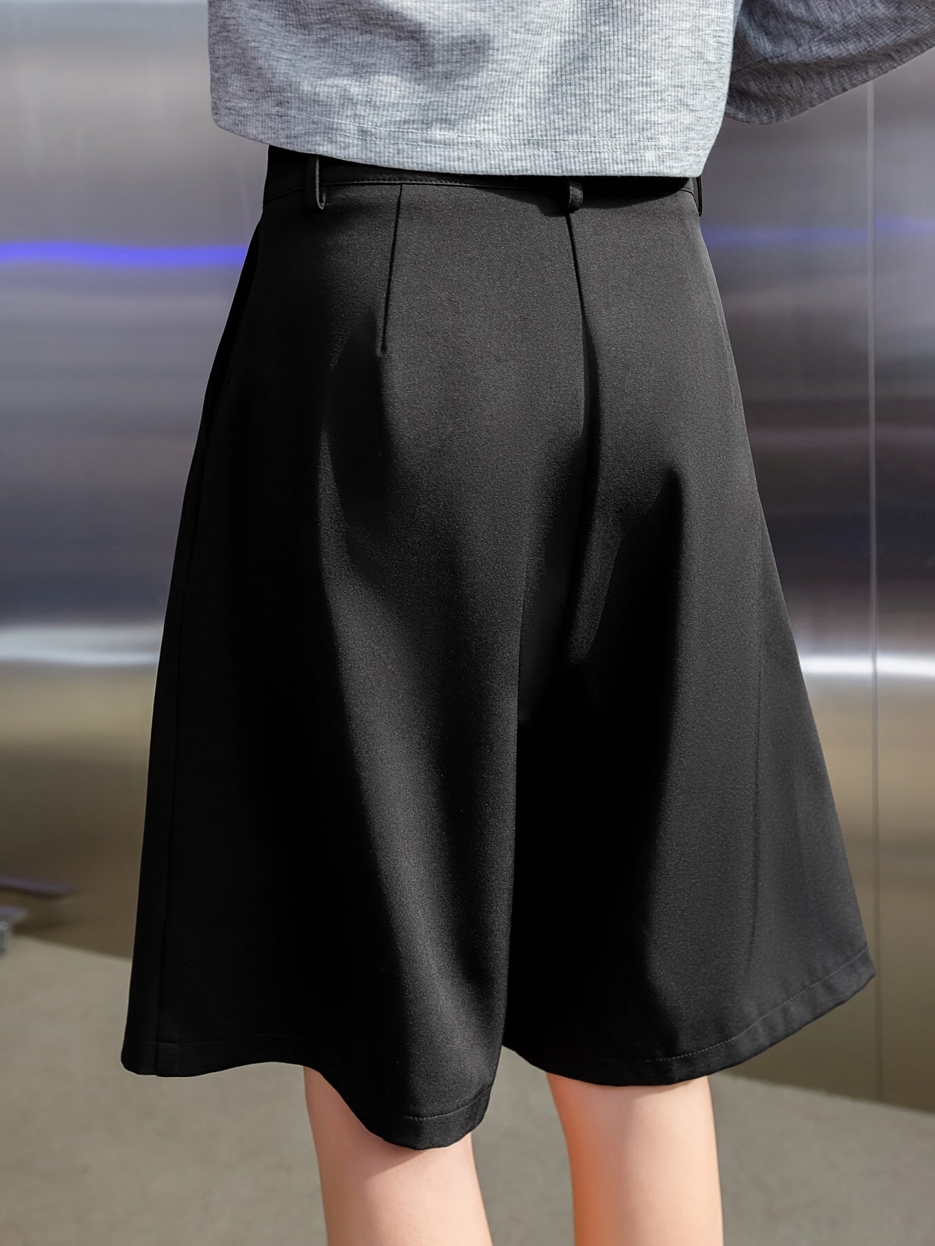 Plus Size Women's Bermuda Shorts Solid Polyester Casual Pockets