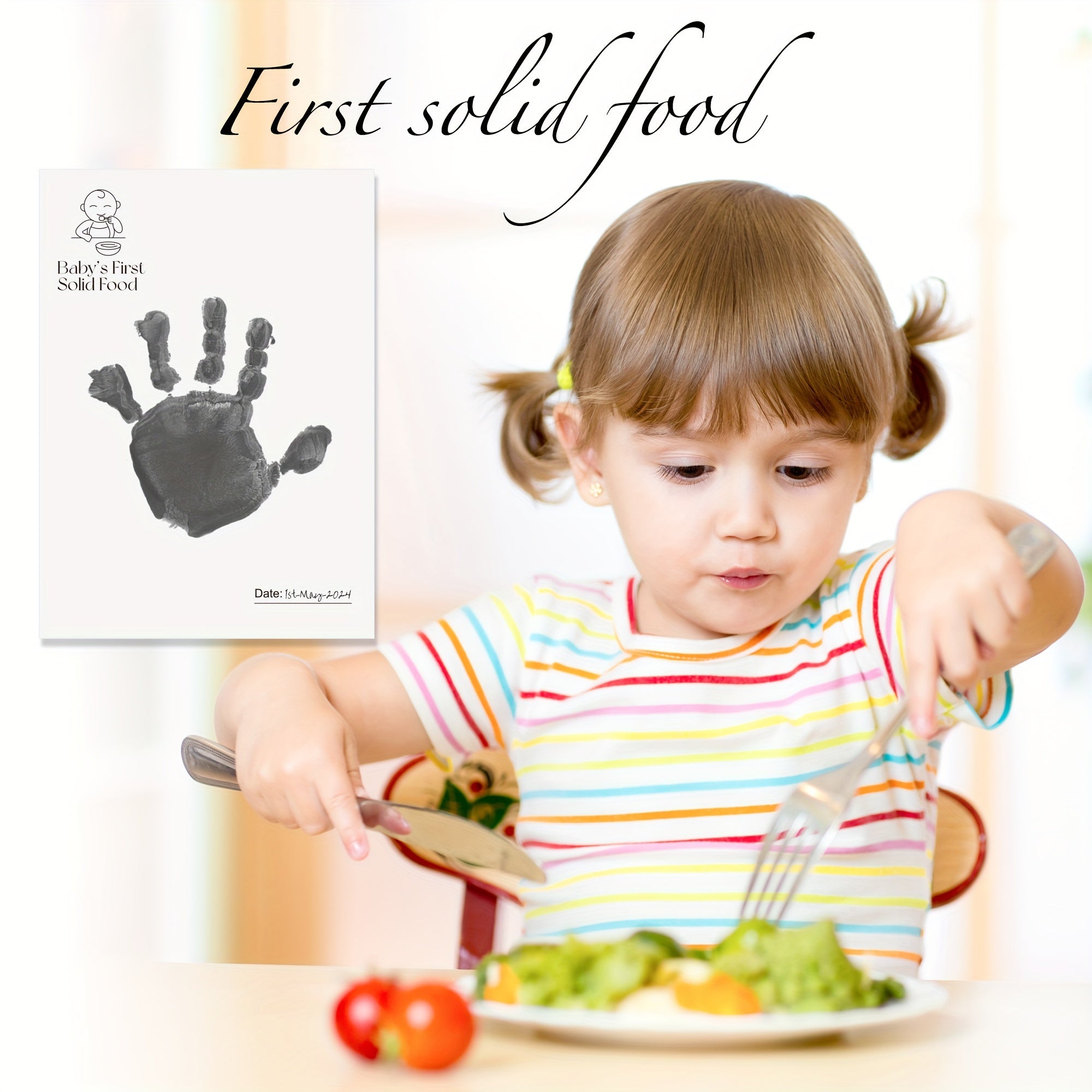 Baby Keepsake Kit 7-Piece Milestone Memory Set with Inkless Hand Footprint Cards and Casting Paper