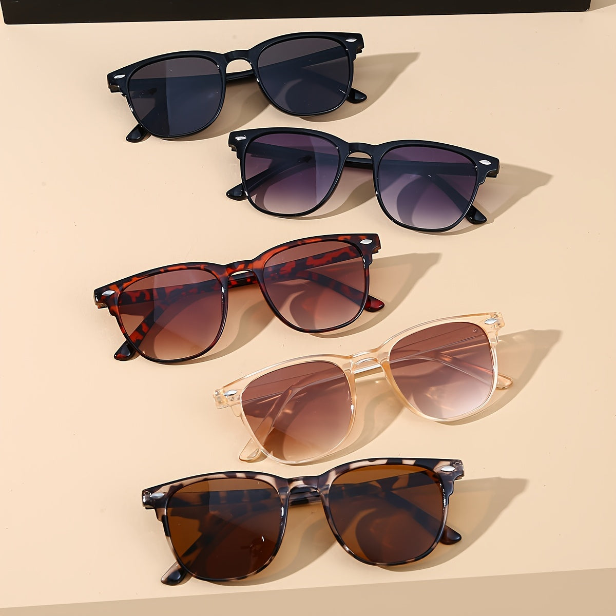 Set of 5 Unisex Polarized Round Glasses with Polycarbonate Lenses for Fishing and Outdoor Activities