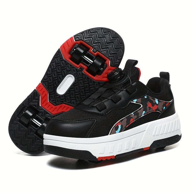 Qizlar uchun zamonaviy pastki rolikli skateboard poyabzallari, aylanuvchi tugma bilan, ichki/tashqi partiyalar uchun tortiladigan rolikli konkilar, yil davomida.