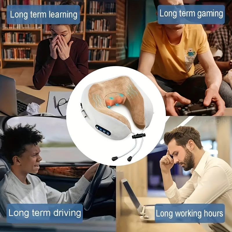 Electric Neck Massager with Heat and Adjustable Strap for Travel Office Home Relaxation