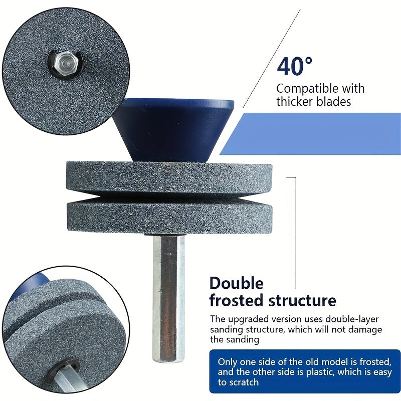 Universal Lawn Mower Blade Sharpener Double Layer Corundum Drill Guide