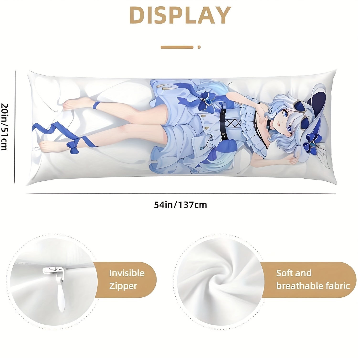 Personalized Two-Sided Print Body Pillowcase 20x54 Short Plush Cushion Cover for Anime and Pet Lovers