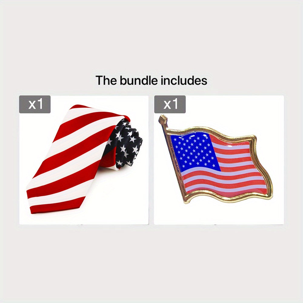 Erkaklar bayroq yulduzlari va chiziqlari bo'yinbog'i Qizil Oq Ko'k 3.14 dyuym keng