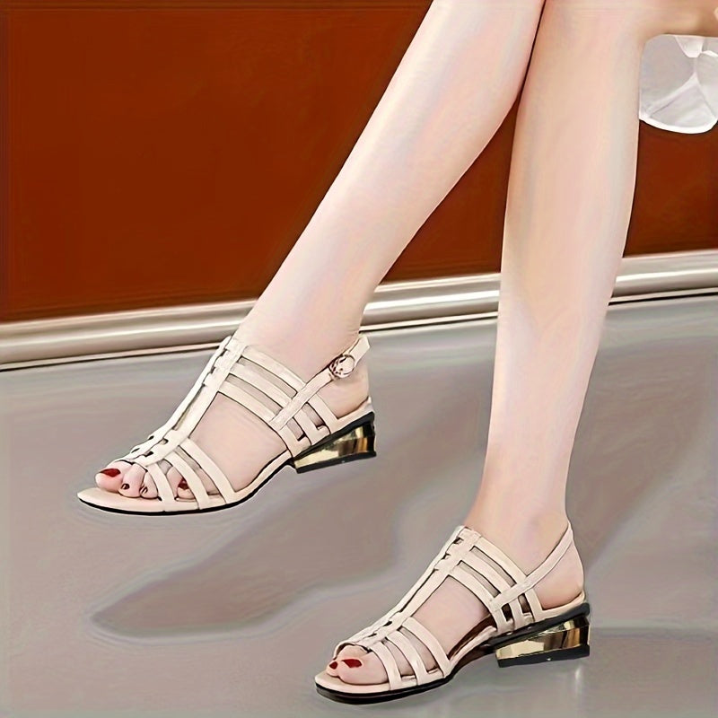 Women's Black Mesh Peep-Toe Sandals with Chunky Heel and Floral Embroidery