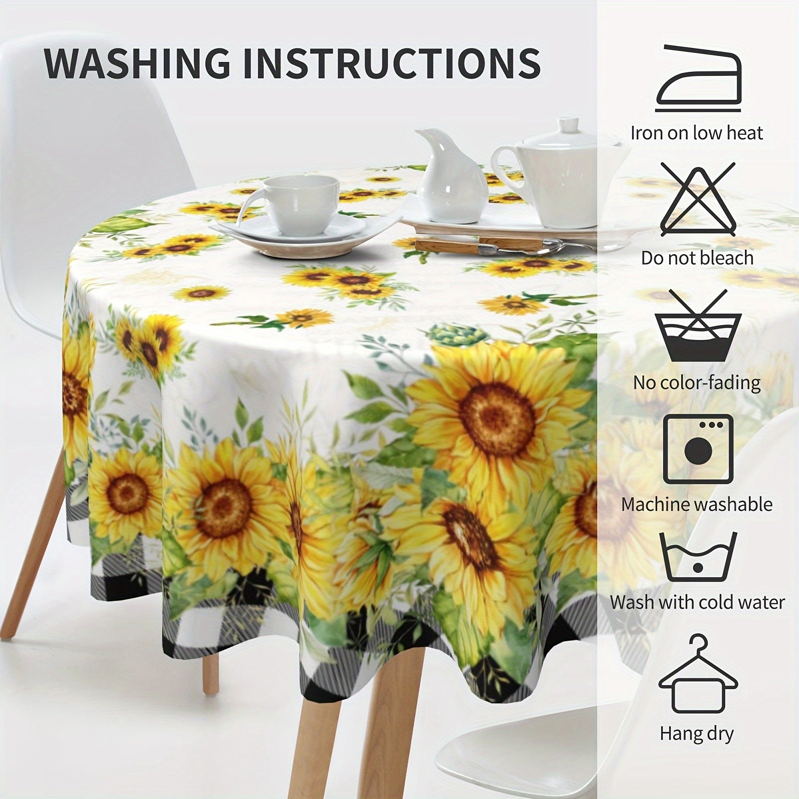 Durable Summer Tablecloth for Home Dining, Stain and Wrinkle Resistant