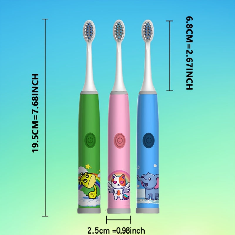Детская электрическая зубная щетка для детей 3-15 лет, работает на батарейках, 3 цвета, мягкая для зубов