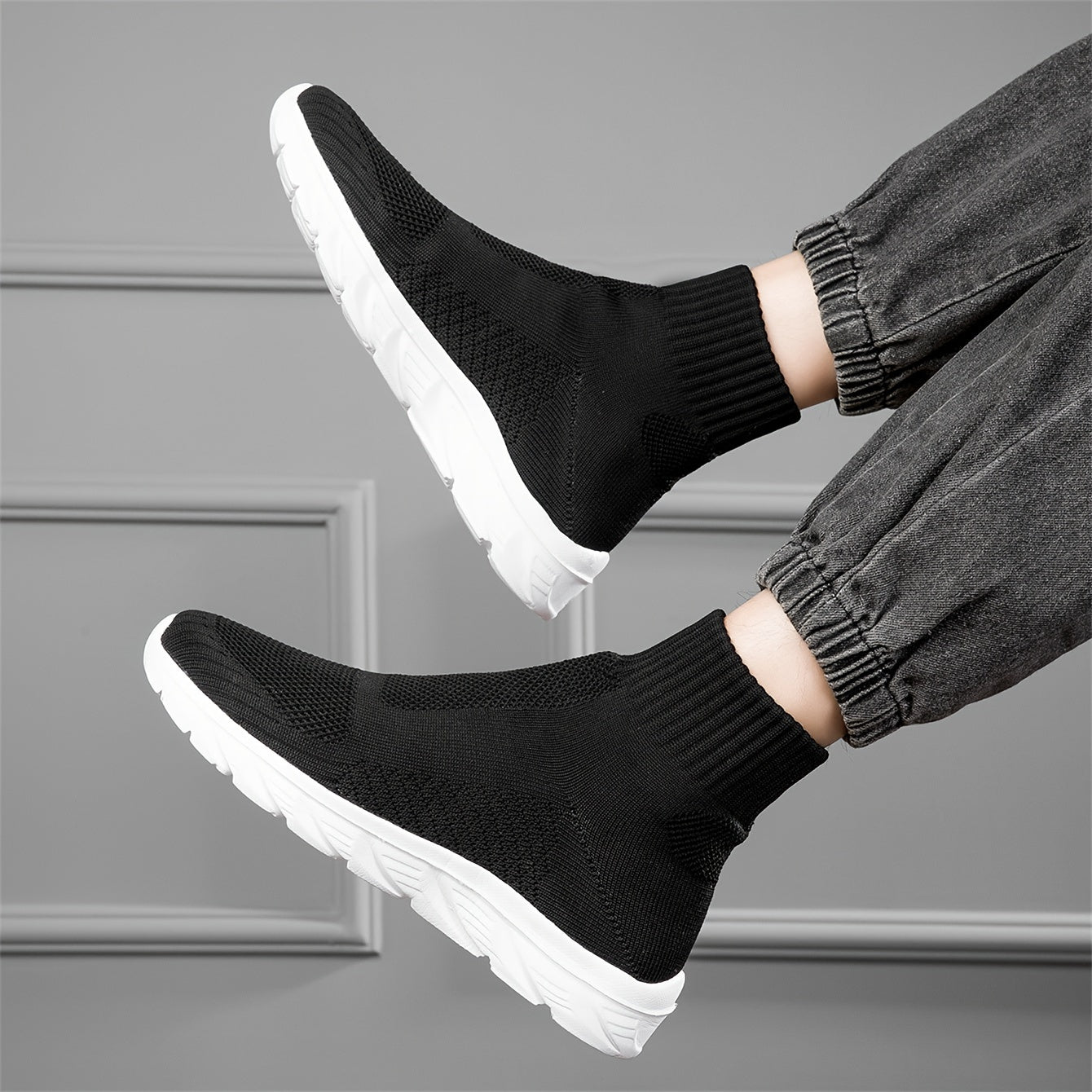 Women's High Top Sneakers Breathable Lightweight Slip-On Casual Shoes