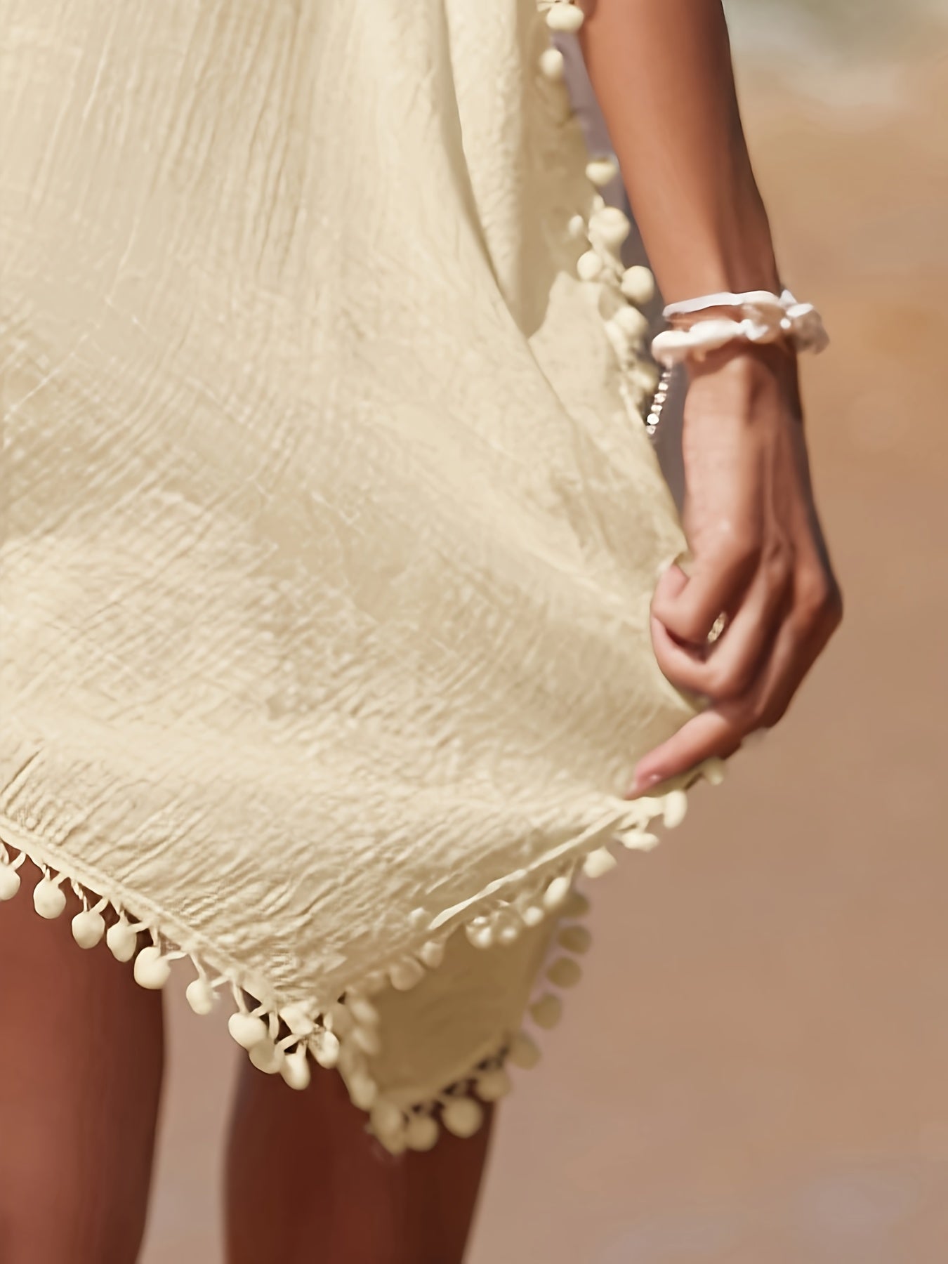 Bohemian Crochet Cover Up for Women with Batwing Sleeves and Side Split Beach Sun Protection