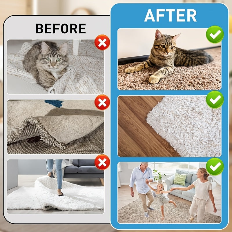 4 Pieces Non-Slip Carpet Gripper Pads for Rugs on Hardwood Floors and Tiles