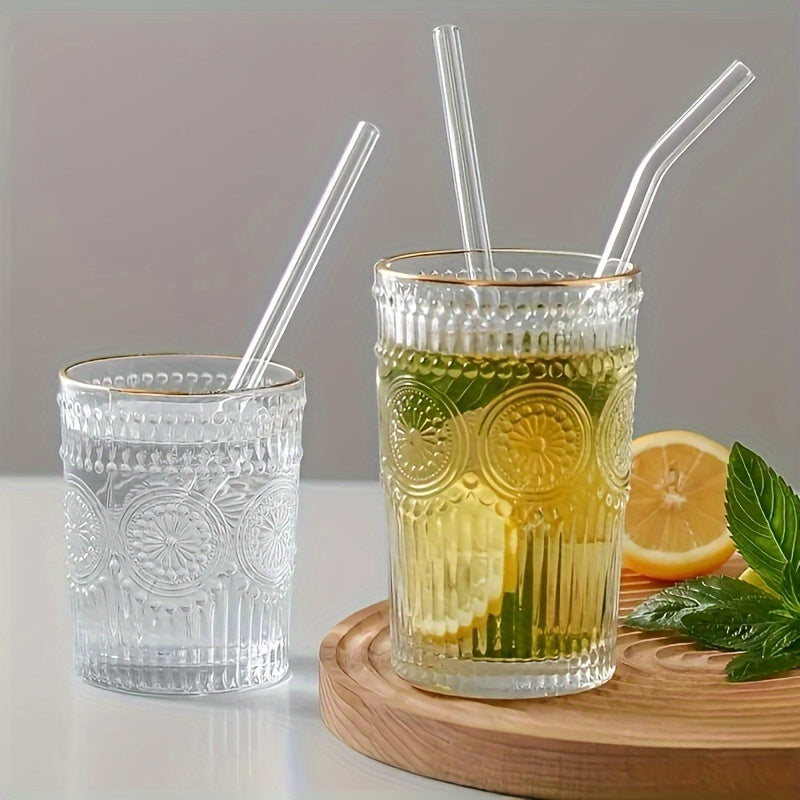 6 Pack Clear Borosilicate Glass Straws with Cleaning Brush Reusable Heat-Resistant