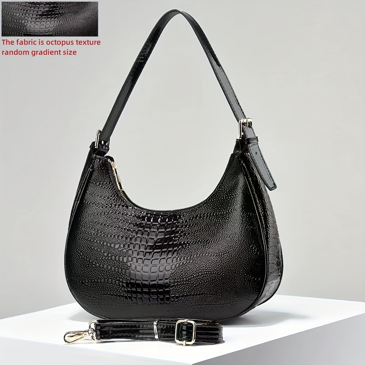 Women's Crossbody Bag with Crocodile Pattern Embossed PU Leather