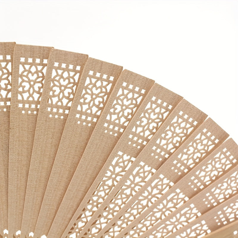Small Incense Wood Fan with Burmese Agarwood Sunflower Design for Weddings and Room Decor