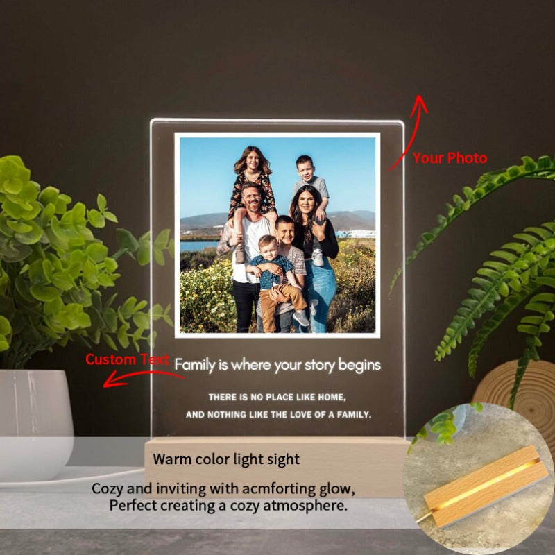 Custom Acrylic Photo Collage Night Light Personalized Family Picture Frame LED Decor