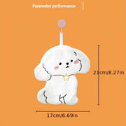 Cartoon Dog Hand Towels Coral Fleece 100% Polyester Set for Bathroom Kitchen