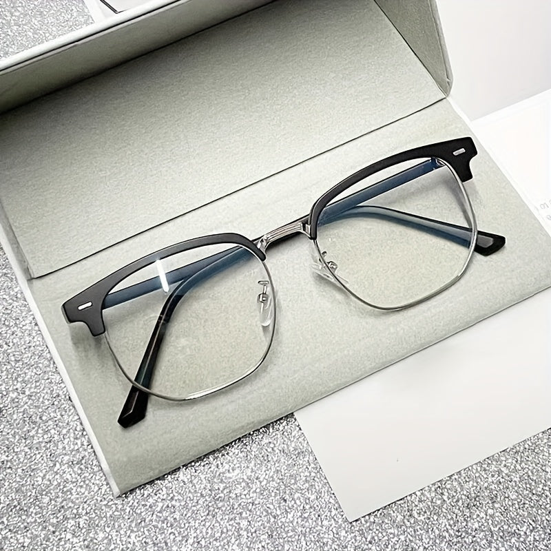 Retro Half-Gold Frame Glasses for Men and Women Minimalist Eye Protection
