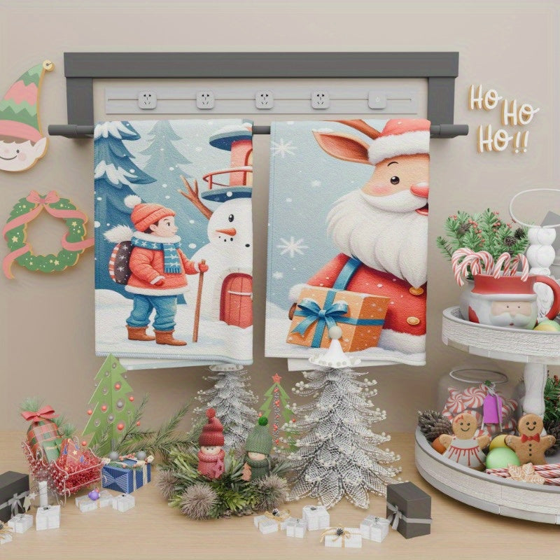 Set of 2 Christmas Kitchen Towels 45.72x66.04cm Snowflake Holiday Decor