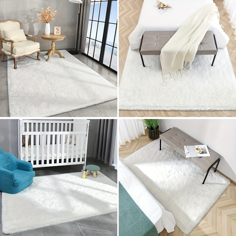 Soft White Shaggy Plush Area Rug for Bedroom Living Room Dorm Decor