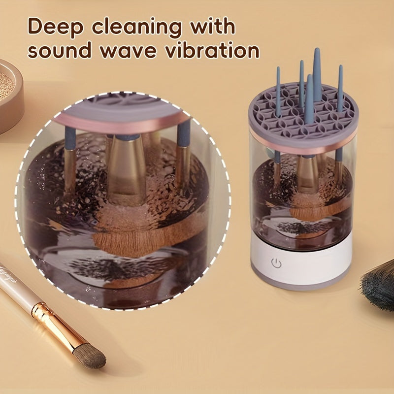 АвтоPro USB-заряжаемый автоматический очиститель для кистей для макияжа с электрической сушкой, управление одним нажатием. Портативный аксессуар, не требующий батареек и не содержащий спирта.