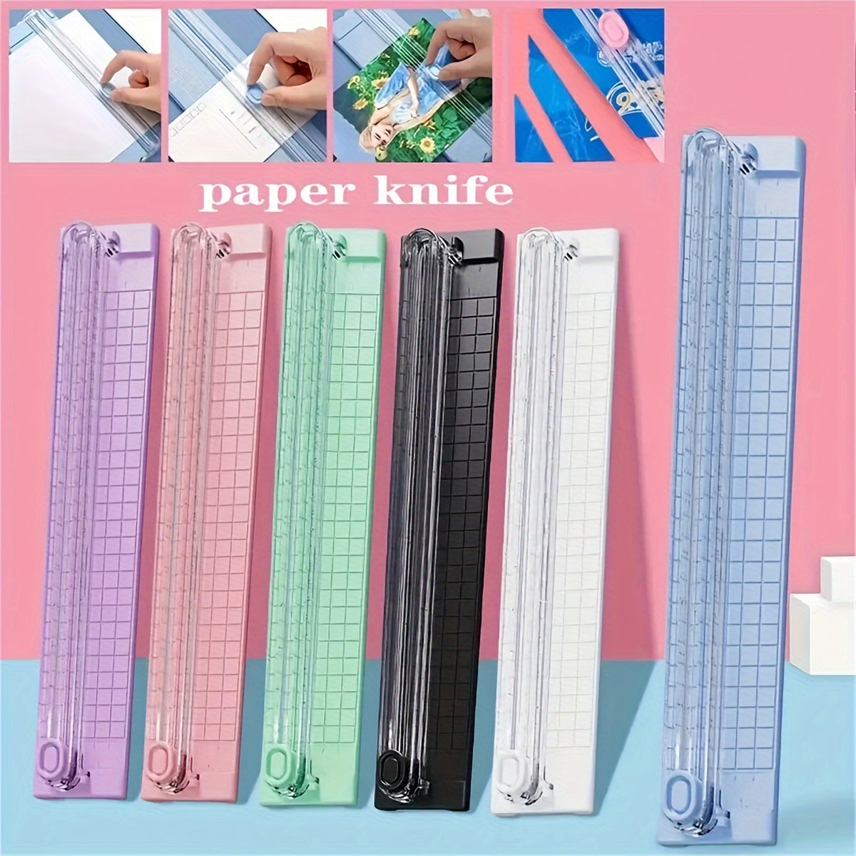 Portable Paper Cutter for A3/A4 Paper, Precision Trimmer, Plastic Office and School Tool