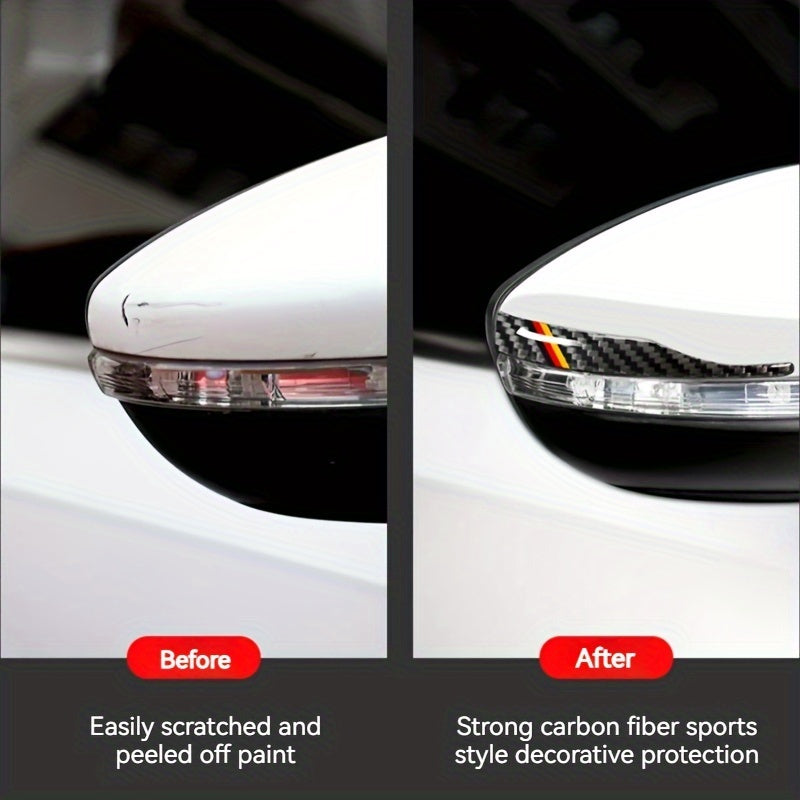 2 ta orqa ko‘rish oynasi himoya stikerlari karbon tolali bezakli chekka himoyachilar to'plami