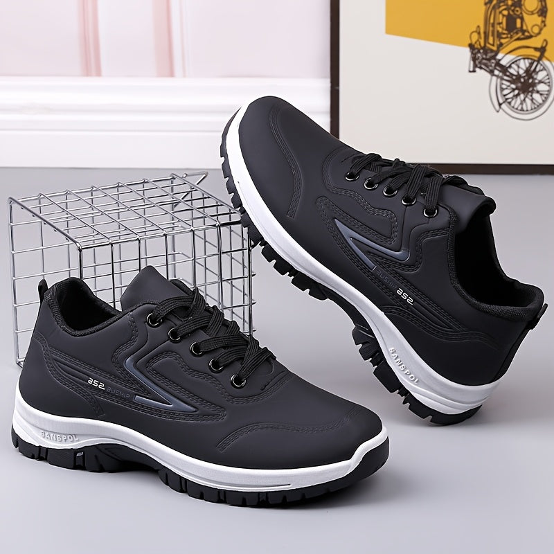 Men's Black Faux Slip-On Winter Sneakers Waterproof Casual Sports Low Top Round Toe
