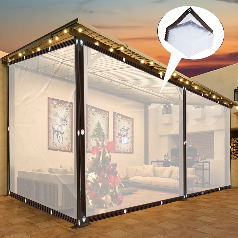 Heavy-Duty Clear Plastic Tarpaulin Waterproof Dustproof Windproof Snowproof for Outdoor Patio Greenhouse Garden