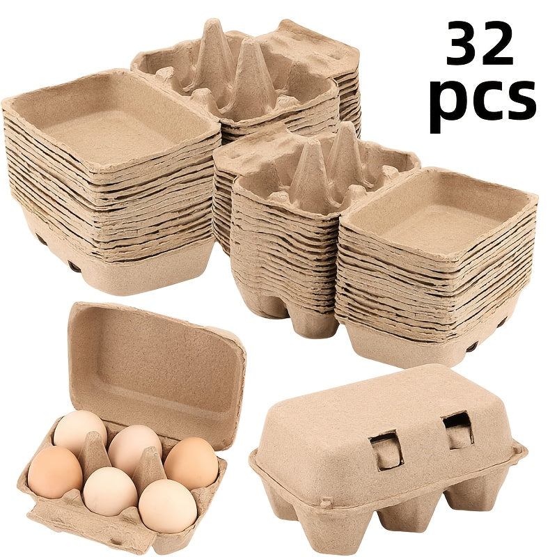 32-Pack Natural Wood Egg Cartons Reusable Egg Trays for Chicken Eggs