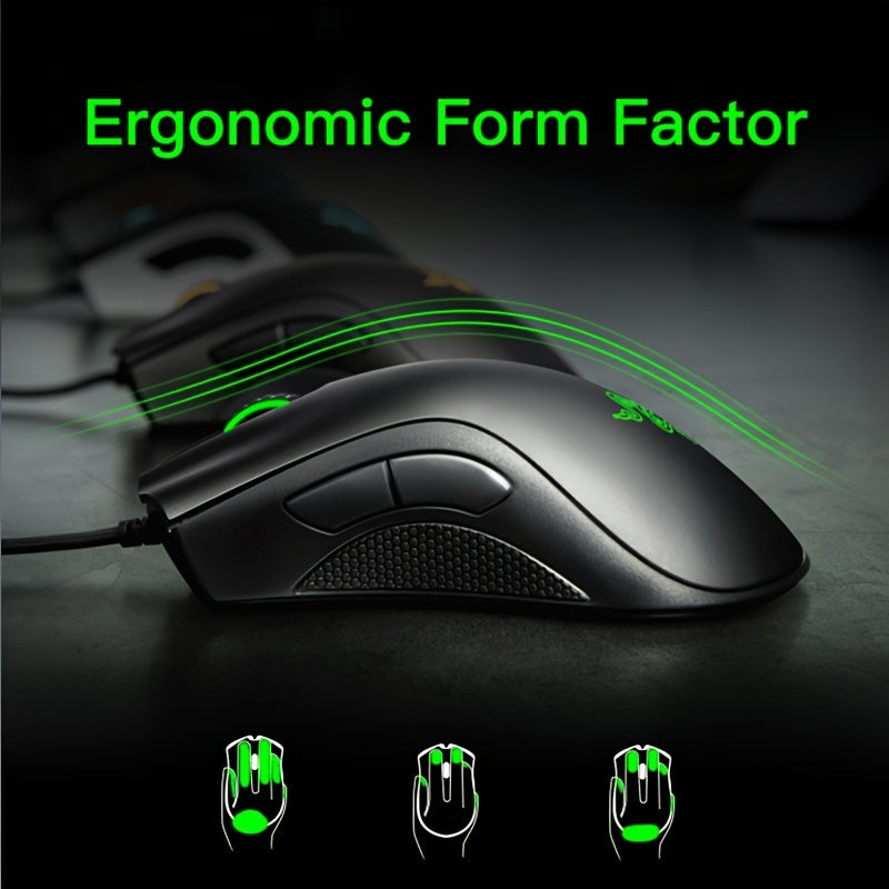 Wired Gaming Mouse Optical Sensor 6400 DPI Ergonomic Right-Handed USB Compatible Black or White
