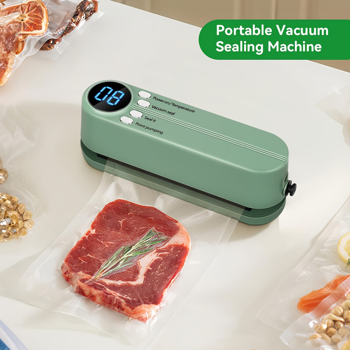 Set de sellado al vacío recargable por USB con pantalla digital, bomba de sellado rápido, bolsas selladas, ideal para preservar alimentos, diseño compacto