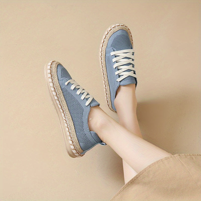 Women's Canvas Sneakers Beige Round Toe Lace-Up All-Season Comfort