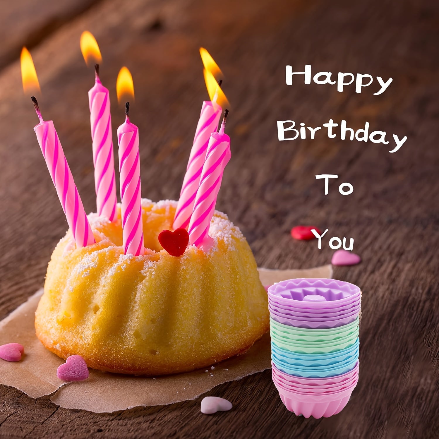 Silicone Muffin Cups Set 12 Fluted Tube Cake Liners Reusable Mini Bundt Molds