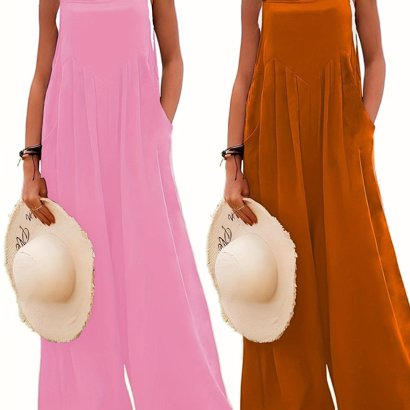 Костюм-комбинезон для женщин больших размеров на лето без рукавов с карманами