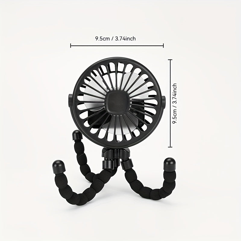 Mini Fan Portable Octopus USB Rechargeable Travel Cooler Adjustable Head Multi-Color