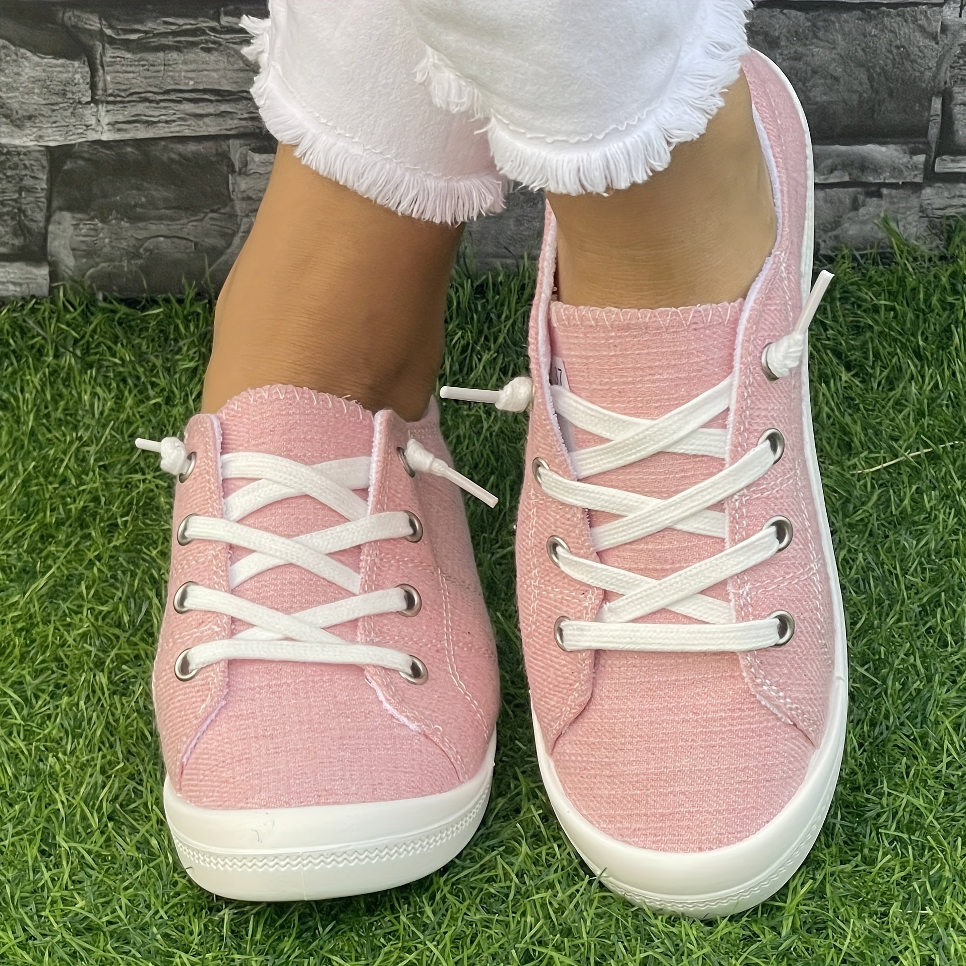 Women's Casual Solid Color Fabric Outdoor Work Shoes All-Season Lightweight