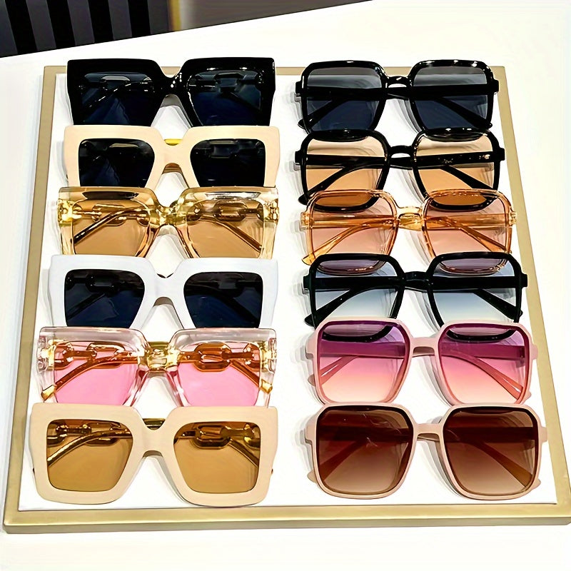 12PC Oversized Plastic Frame Sunglasses for Casual Streetwear