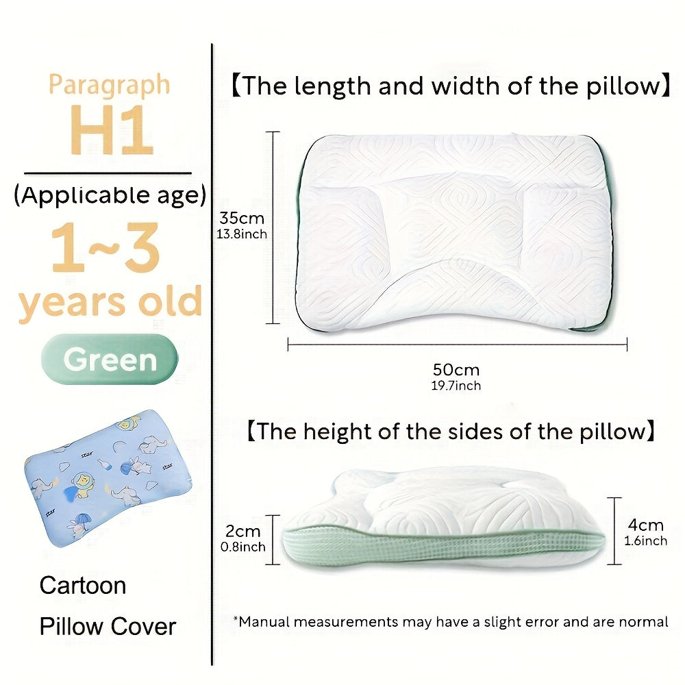 Kids Animal Pattern Pillow for Side and Back Sleep Travel Washable Pink Green