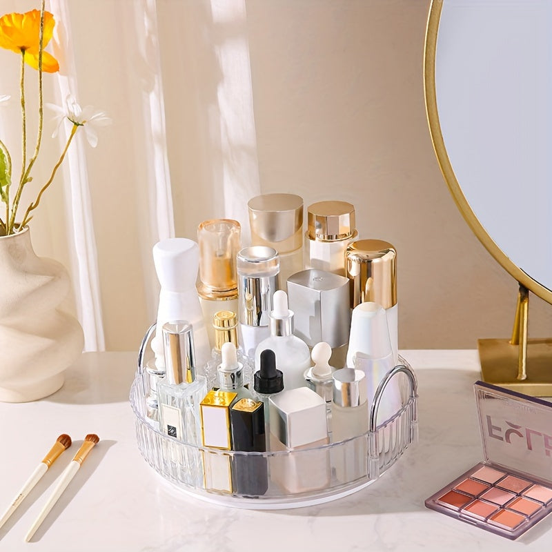 Adjustable Multi-Layer Makeup Organizer with 360° Rotation Transparent PET Storage for Perfume Lipstick Foundation