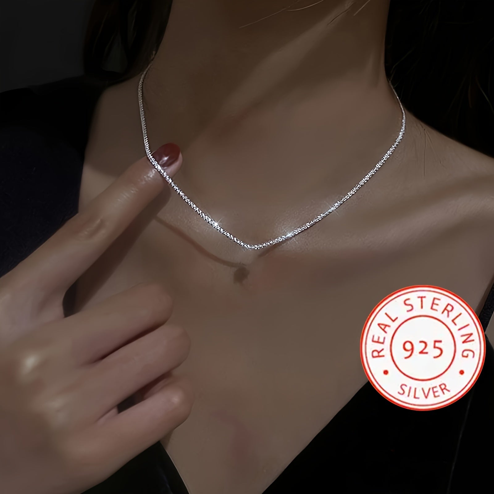 Sterling Silver Necklace Sparkle Jewelry for Weddings and Parties Lightweight Glamorous Design