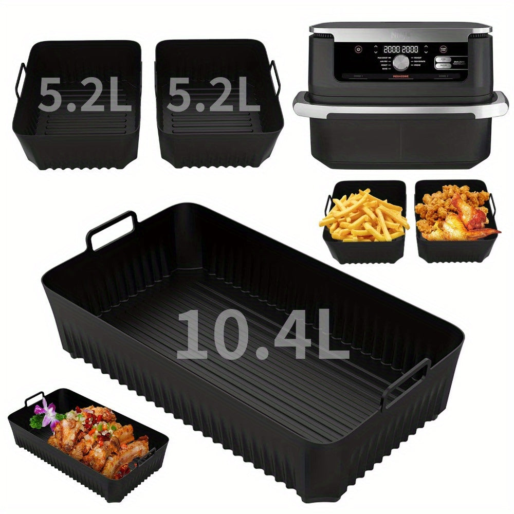 3pcs Air Fryer Tray Non-stick Silicone Liner Basket Reusable Oven Baking Pan