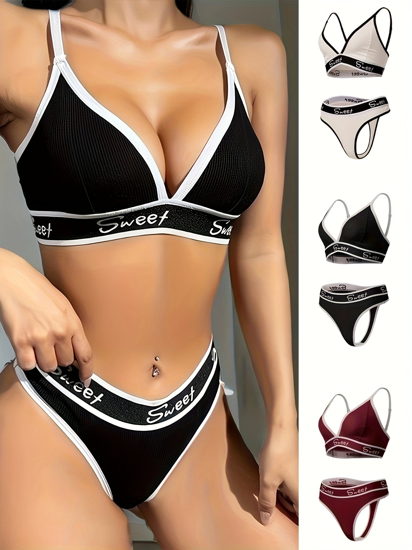 Set of 3 Seamless Backless Viscose Elastane Lingerie Sets Solid Color