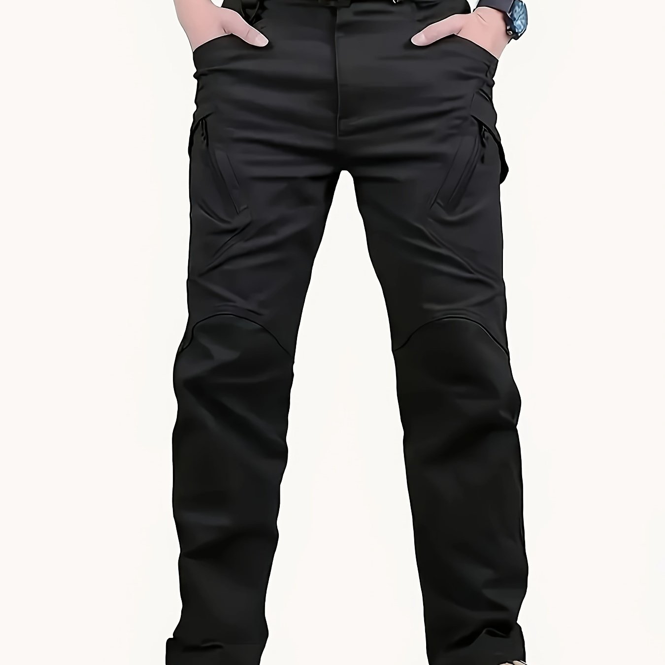 Men's Waterproof Cargo Pants for Outdoor Activities with Pockets and Solid Color