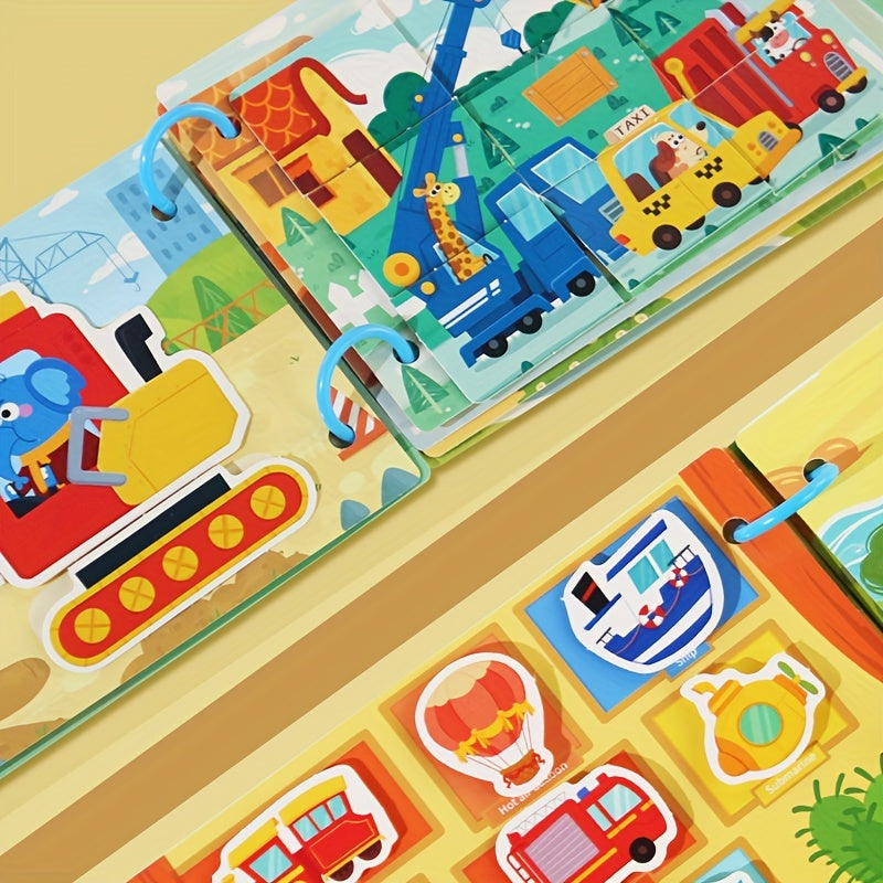 Educational Puzzle Toy for Children Age 3+ with Animal and Transportation Themes in Mixed Colors