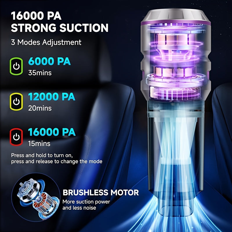 100W Cordless Handheld Vacuum Cleaner with 16000Pa Suction and 4-in-1 Function
