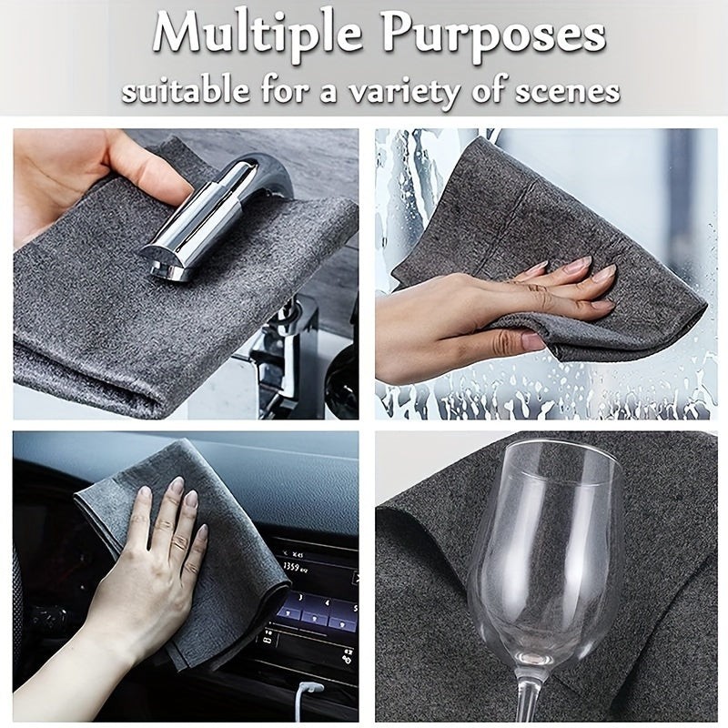 Set of 5 Thick Microfiber Glass Cleaning Cloths for Windows Mirrors Cars Kitchens Bathrooms